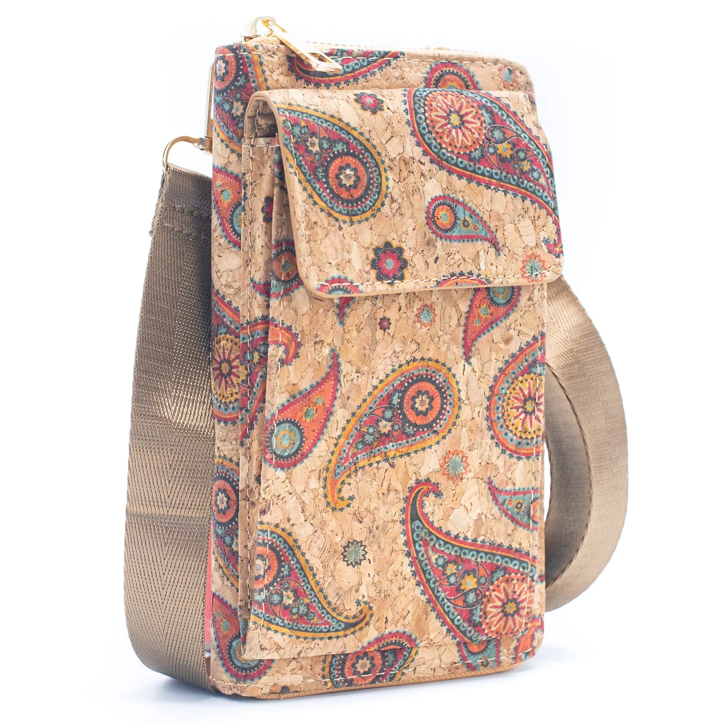 Natural Cork Mobile Phone Crossbody Wallet