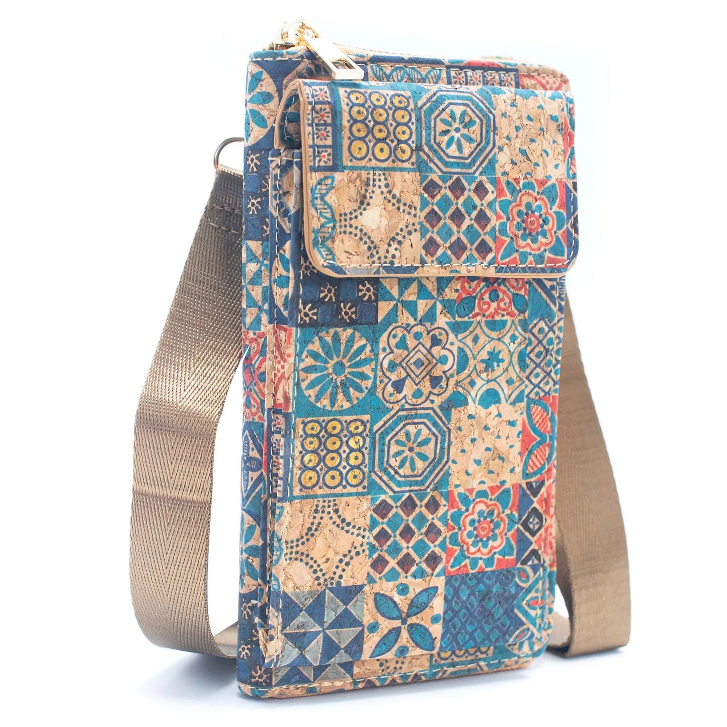 Natural Cork Mobile Phone Crossbody Wallet