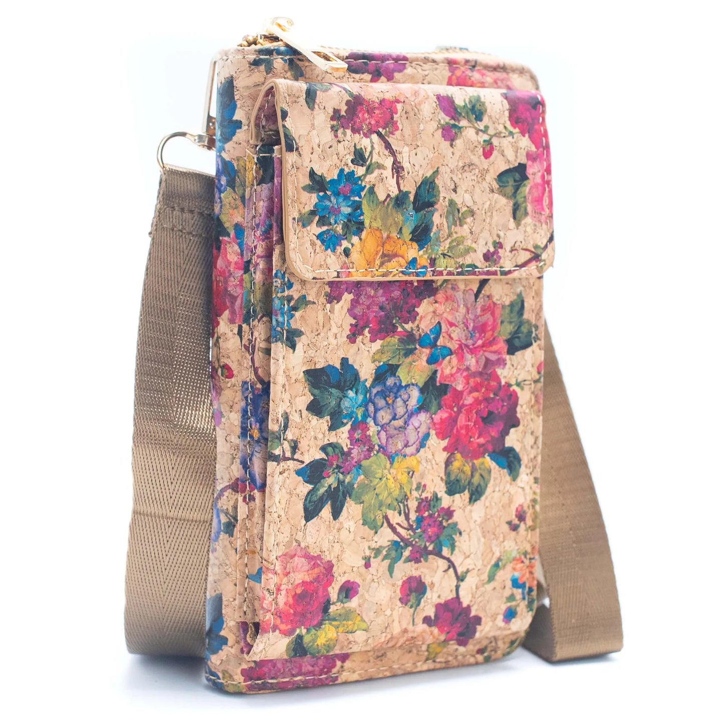 Natural Cork Mobile Phone Crossbody Wallet