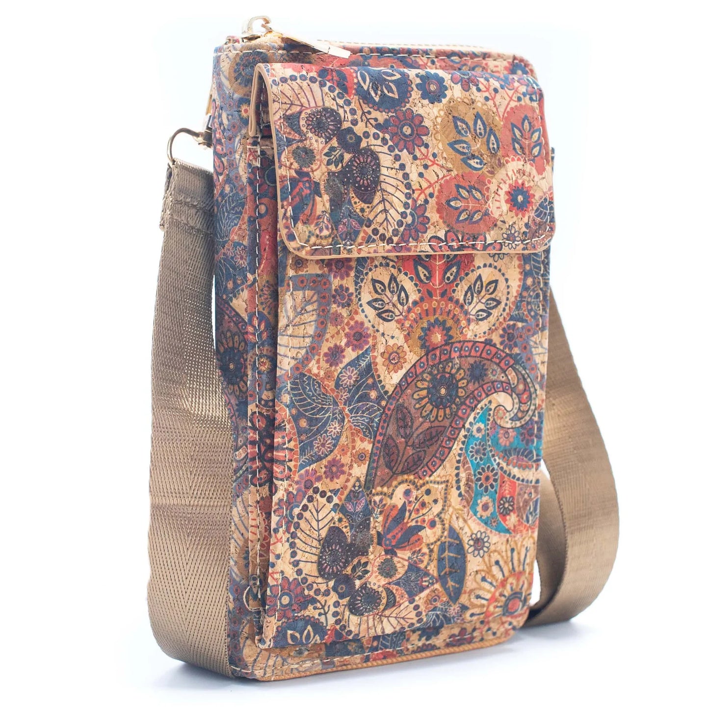 Natural Cork Mobile Phone Crossbody Wallet