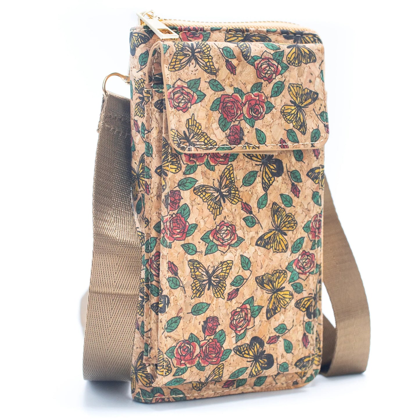 Natural Cork Mobile Phone Crossbody Wallet
