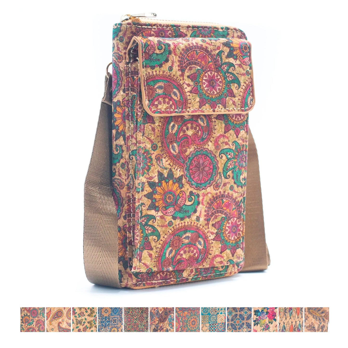 Natural Cork Mobile Phone Crossbody Wallet