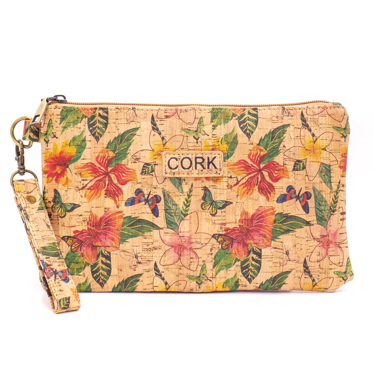 Natural cork with pattern envelope clutch