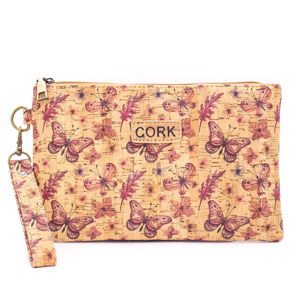 Natural cork with pattern envelope clutch