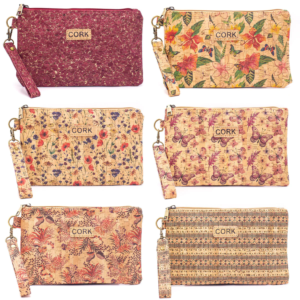 Natural cork with pattern envelope clutch
