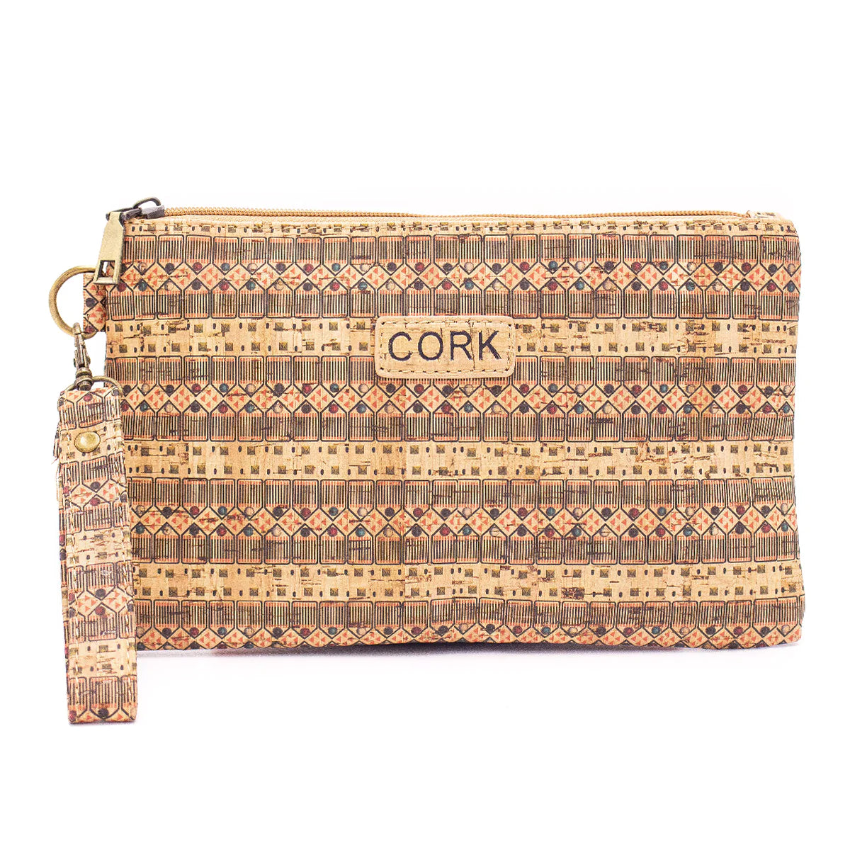 Natural cork with pattern envelope clutch