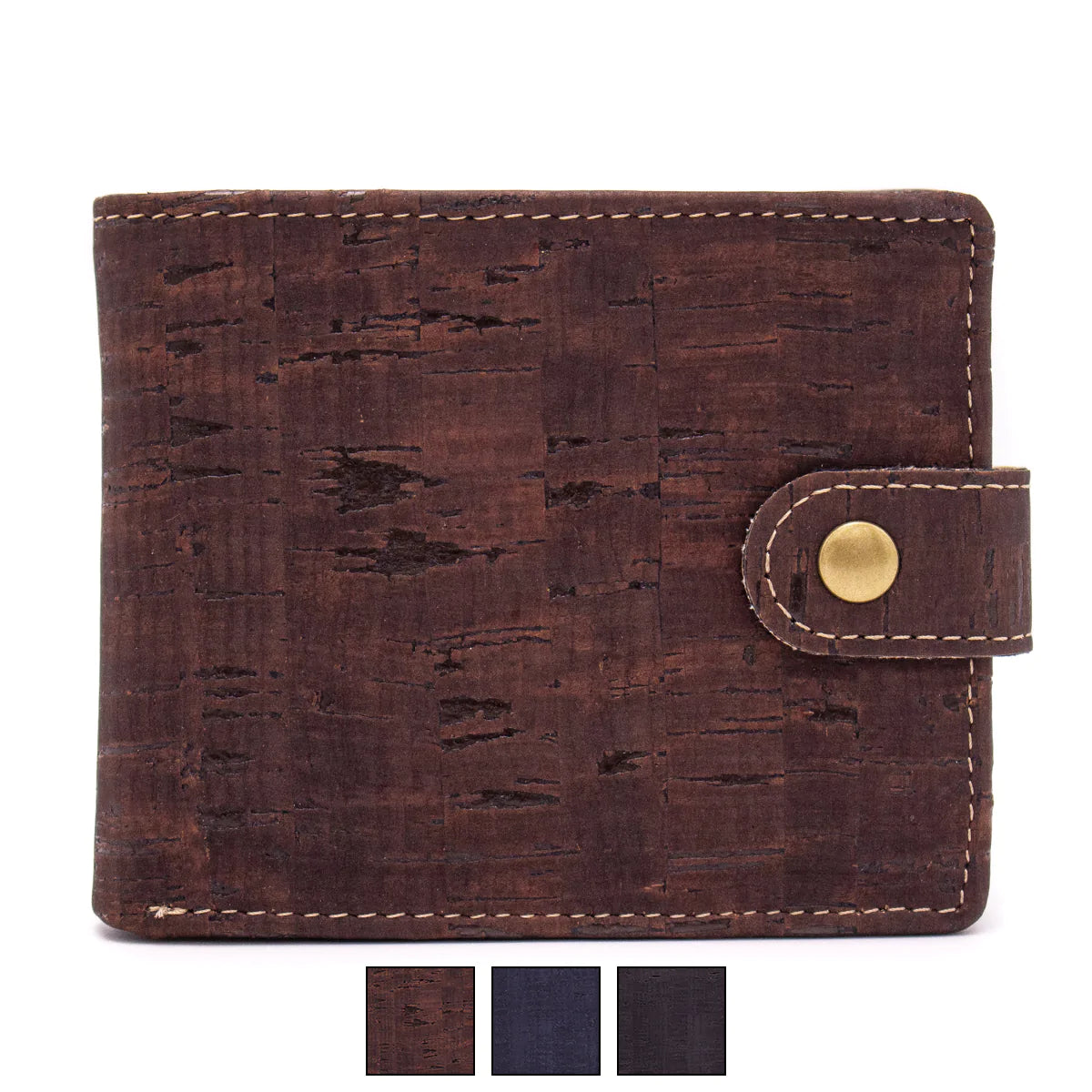 Sleek Bifold Cork Wallet with Snap Button