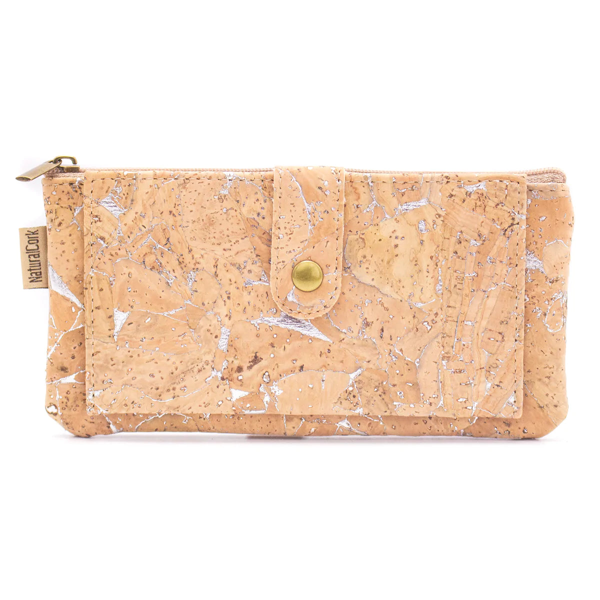 Silver cork Slim snap wallet