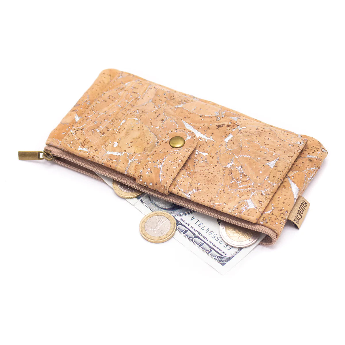 Silver cork Slim snap wallet
