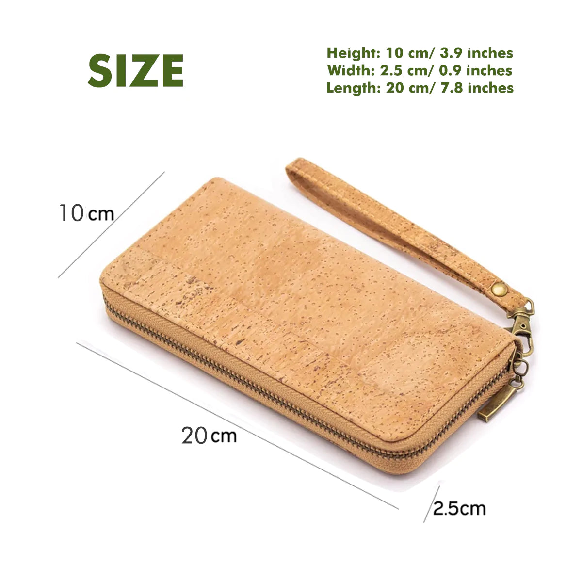 Natural cork women's classic vegan wallet
