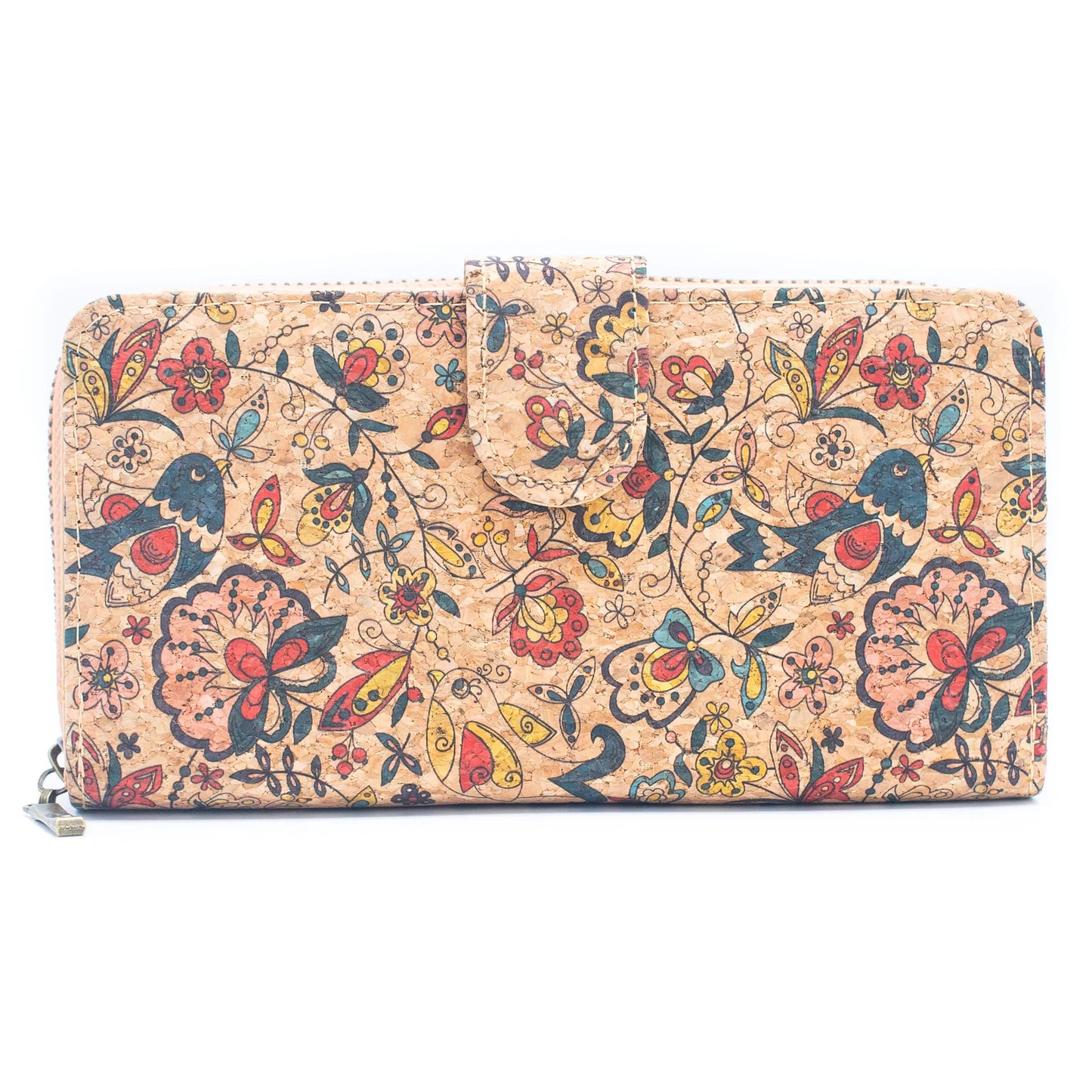 Folding wallet Mandala flower pattern- Vegan Cork Wallet