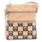 Patterned double zipper crossbody bag
