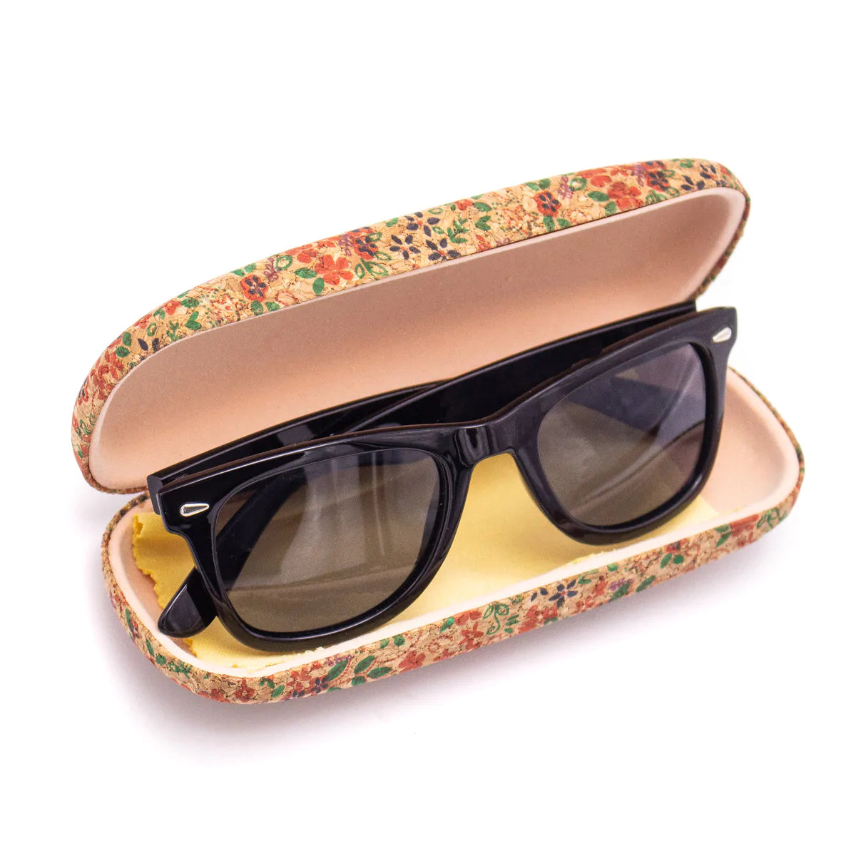 Cork hard case for sunglasses flowers style