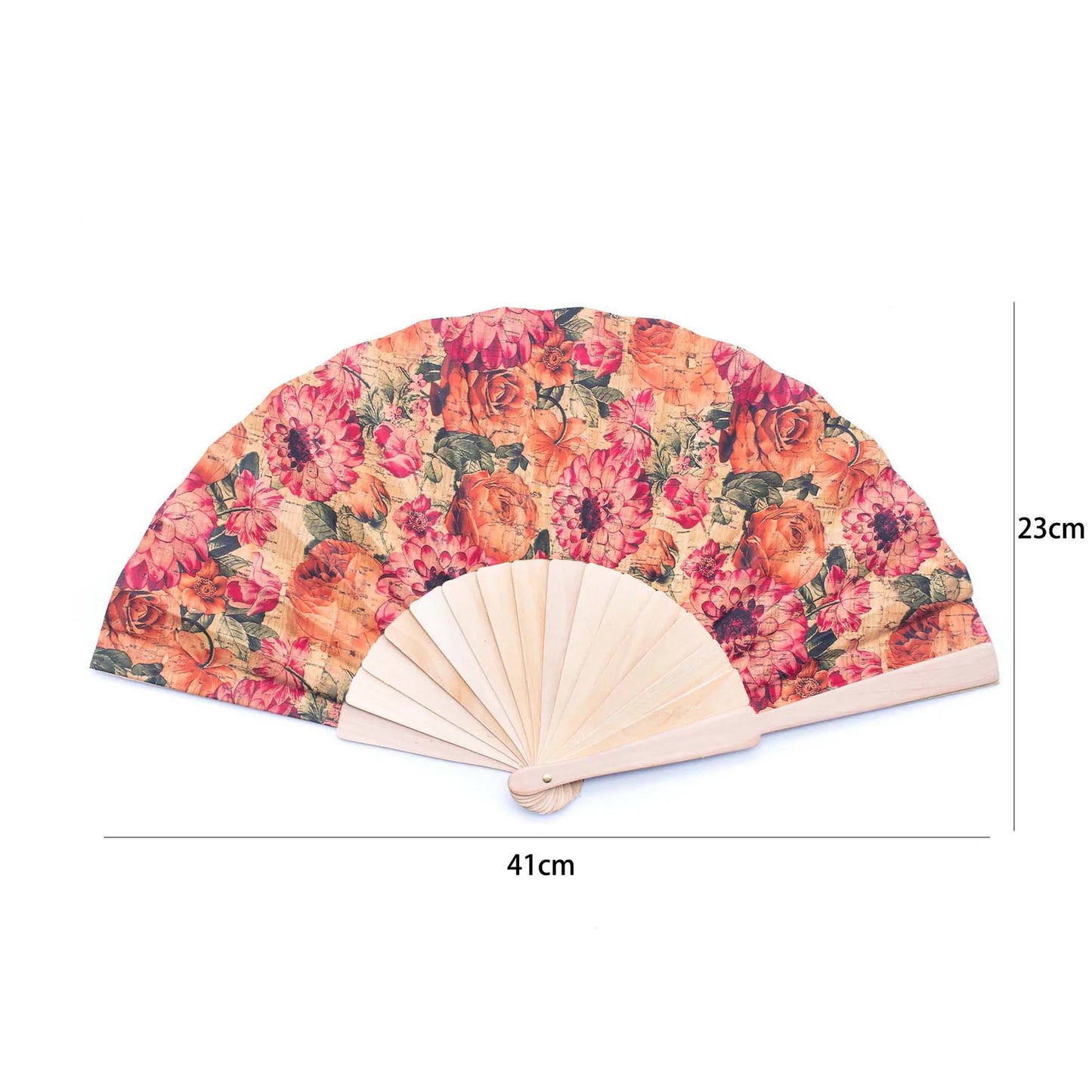 Cork Antique Wooden Folding Hand Fan with Box