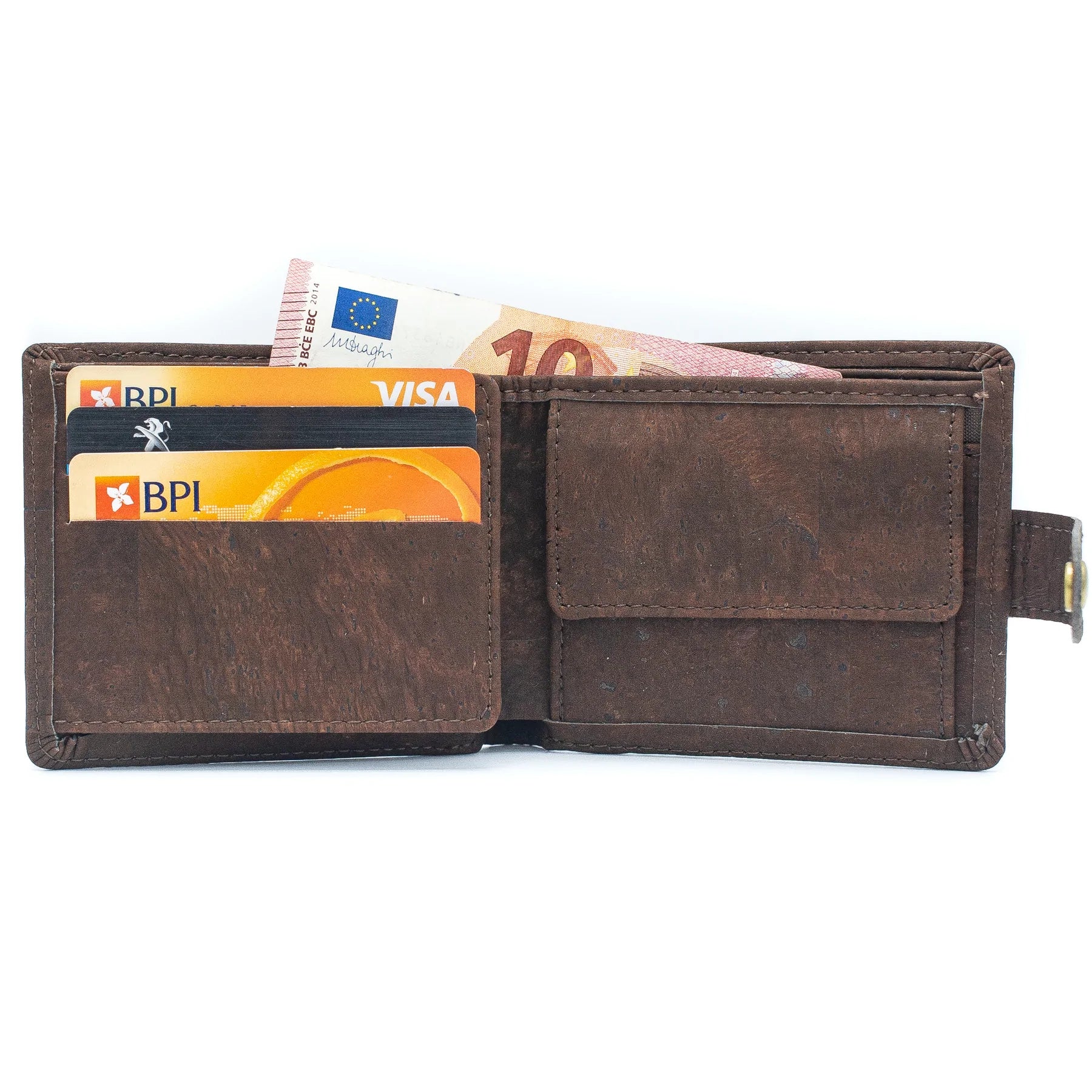 Brown Cork Men Wallet with Snap Button