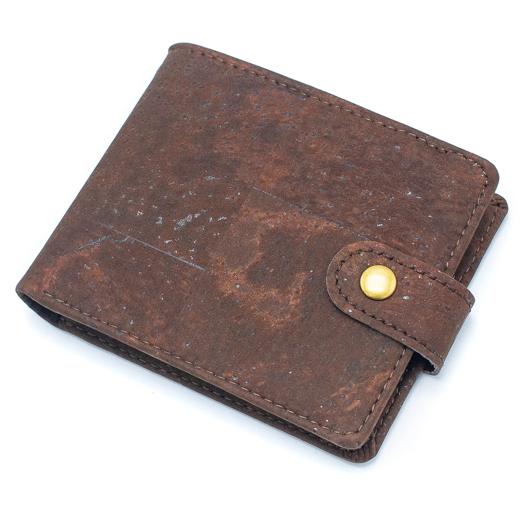 Brown Cork Men Wallet with Snap Button