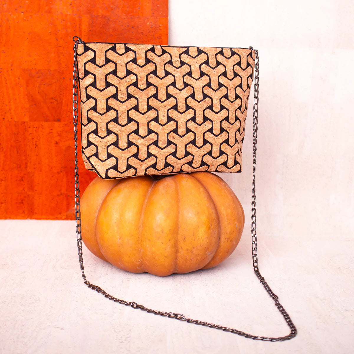 Natural Cork Geometric Chain Crossbody cork Bag