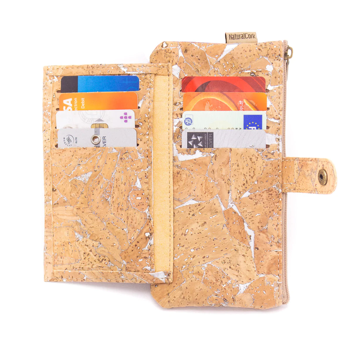 Silver cork Slim snap wallet