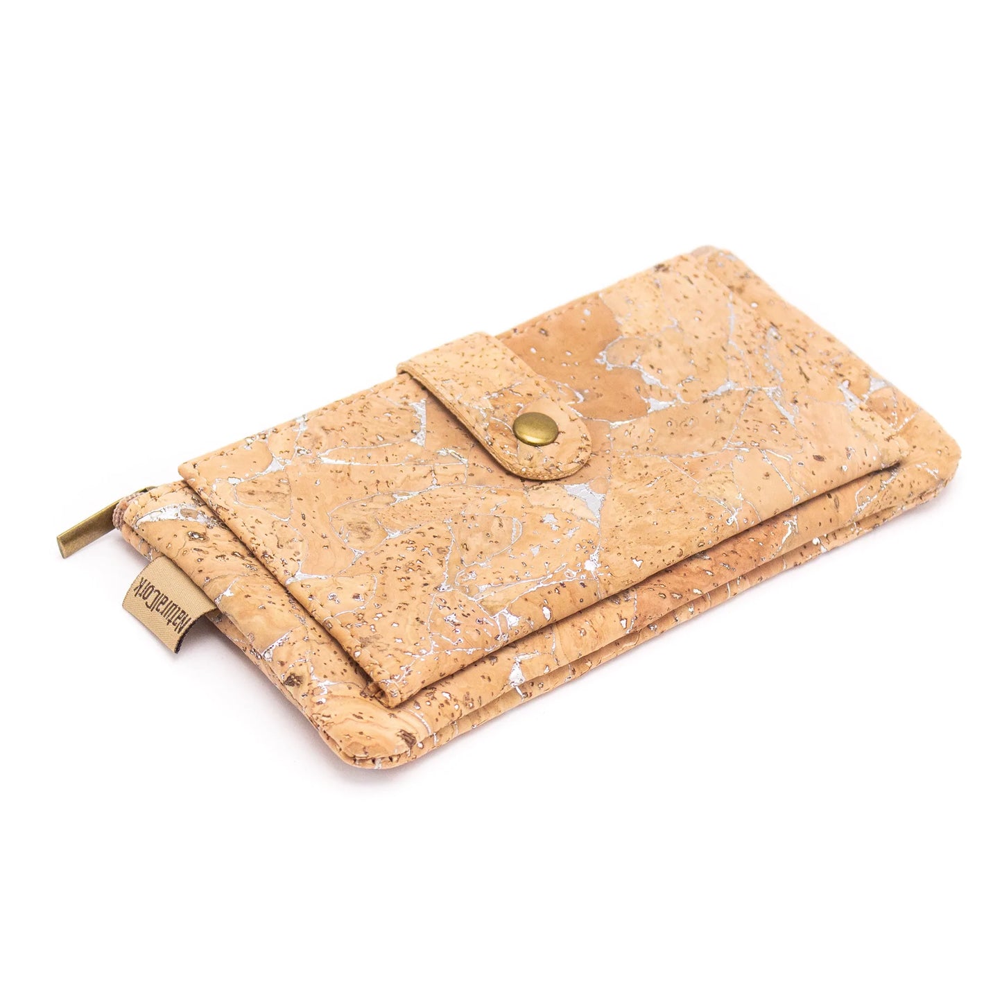 Silver cork Slim snap wallet
