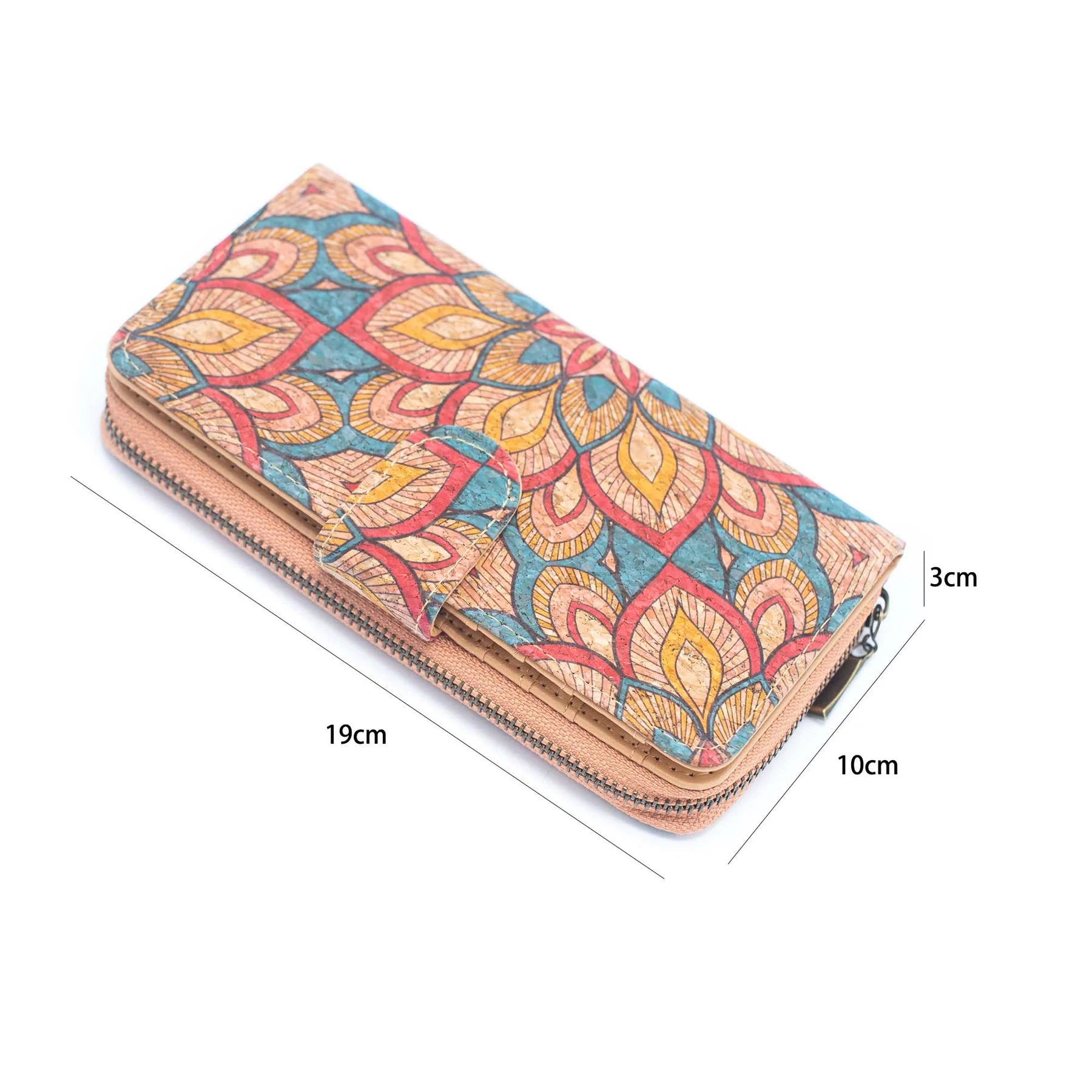 Folding wallet Mandala flower pattern- Vegan Cork Wallet