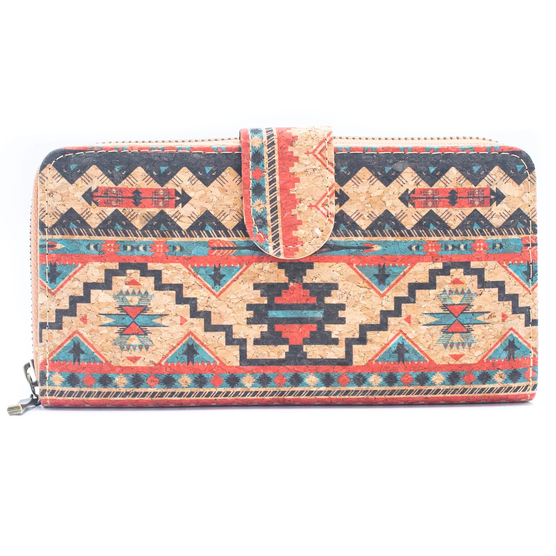 Folding wallet Mandala flower pattern- Vegan Cork Wallet