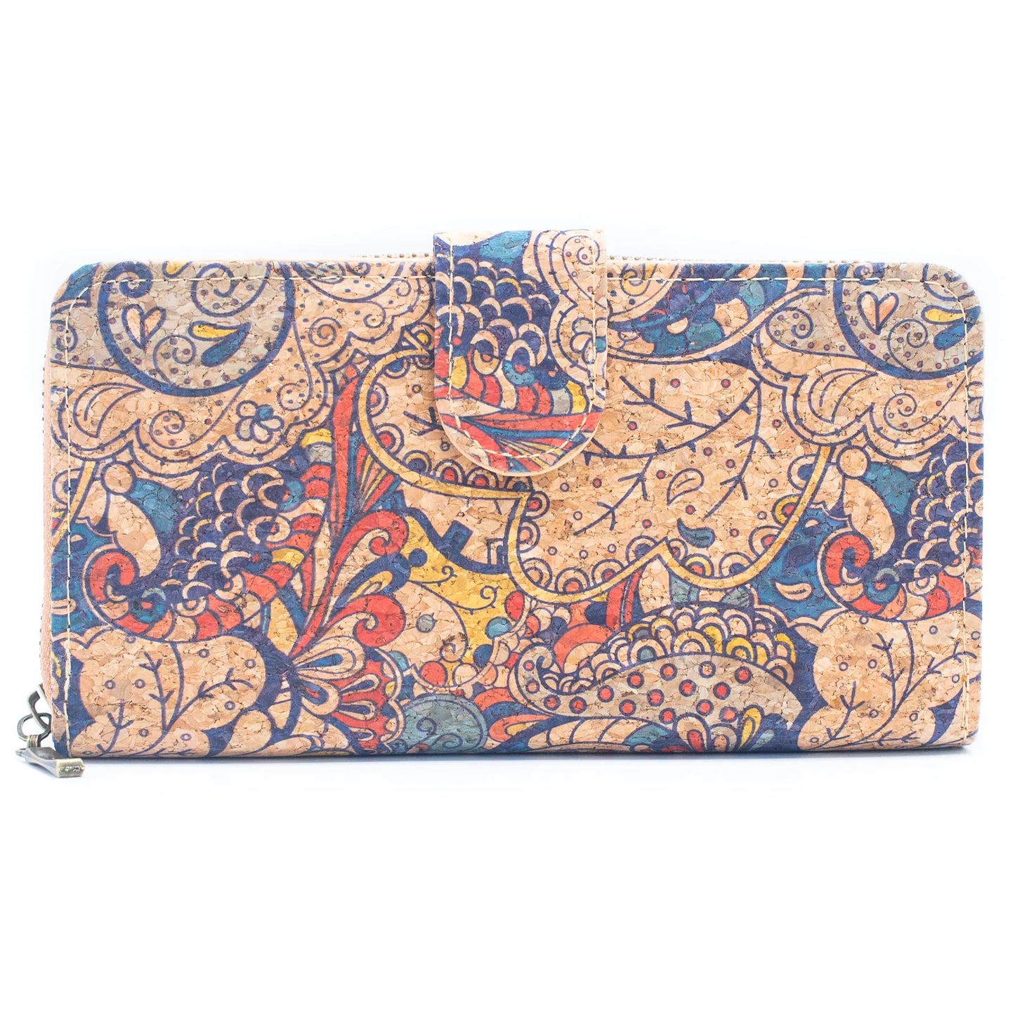 Folding wallet Mandala flower pattern- Vegan Cork Wallet
