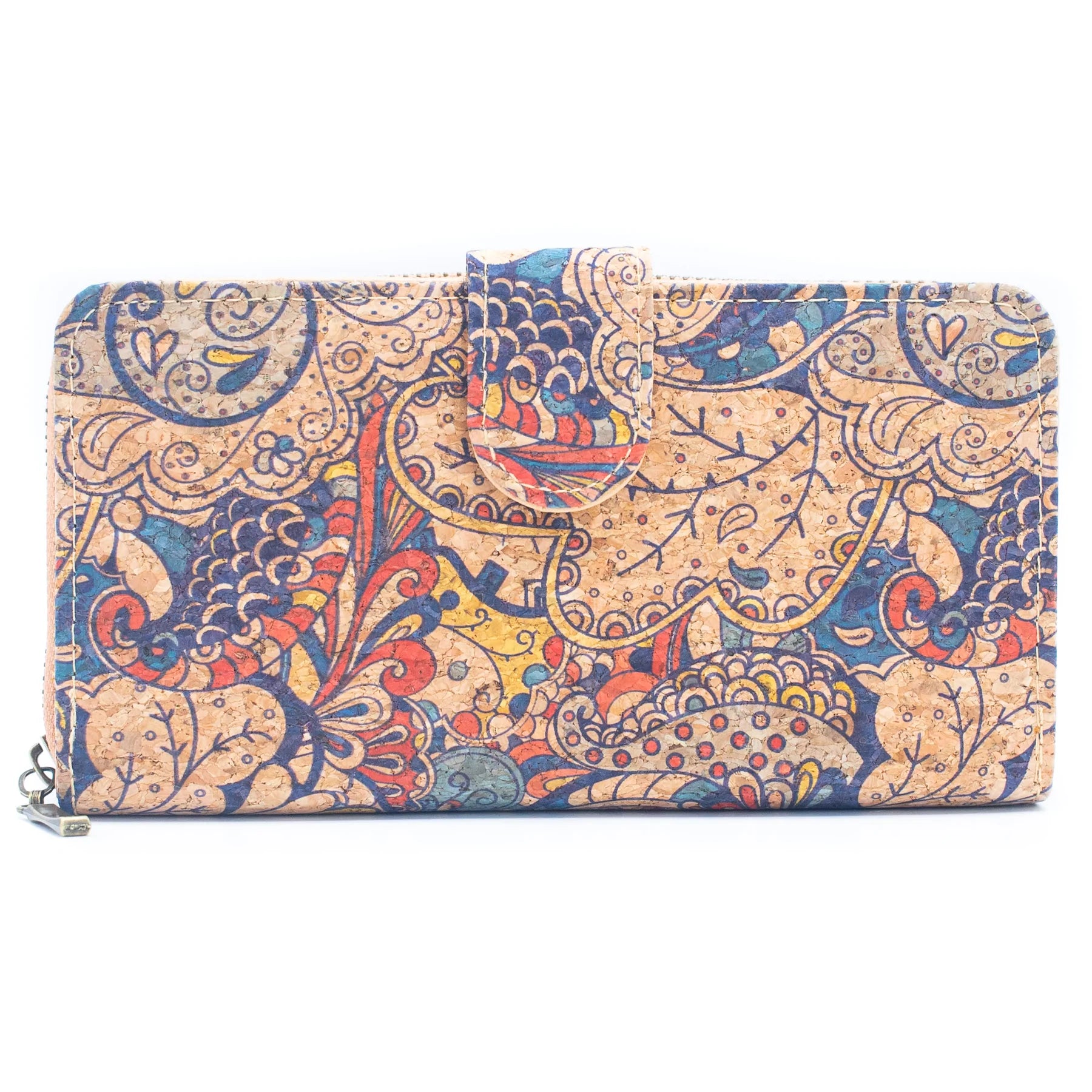 Folding wallet Mandala flower pattern- Vegan Cork Wallet