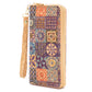Ceramic tile pattern natural cork with zipper wallet