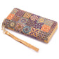 Ceramic tile pattern natural cork with zipper wallet