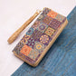 Ceramic tile pattern natural cork with zipper wallet